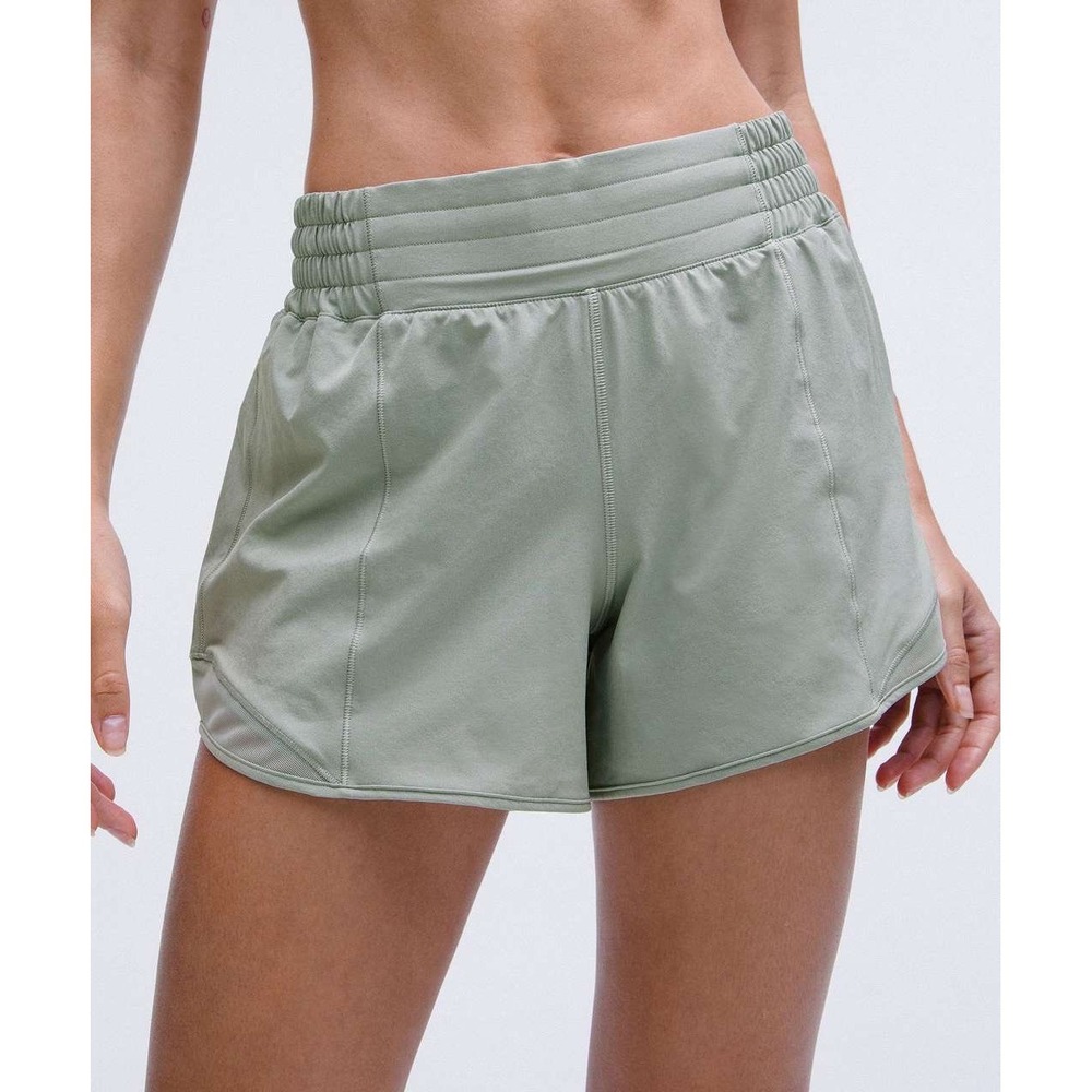 Lululemon Shorts Hotty Hot High-Rise Lined 4" W7AYXT Jade Grey Green 12